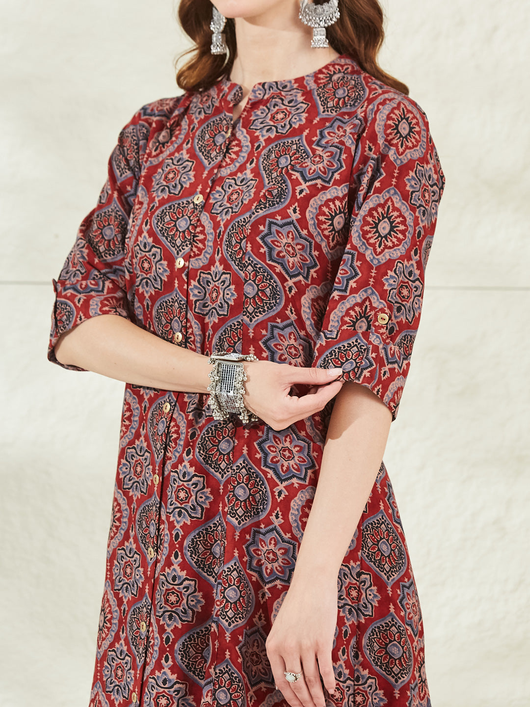 Divena Red Rayon A-Line Kurta