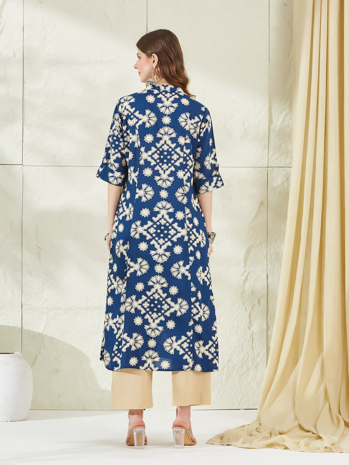 Divena Blue Rayon A-Line Kurta