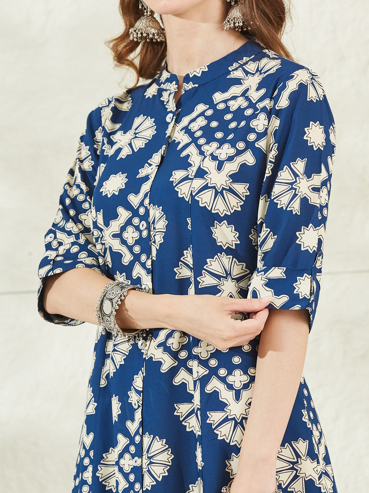 Divena Blue Rayon A-Line Kurta
