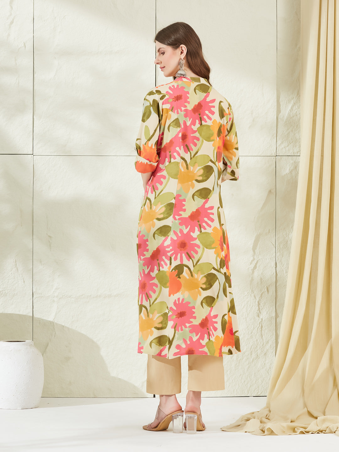 Divena Cream Rayon A-Line Kurta
