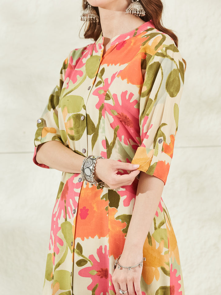 Divena Cream Rayon A-Line Kurta