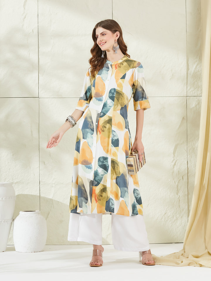 Divena Aqua Green Rayon A-Line Kurta