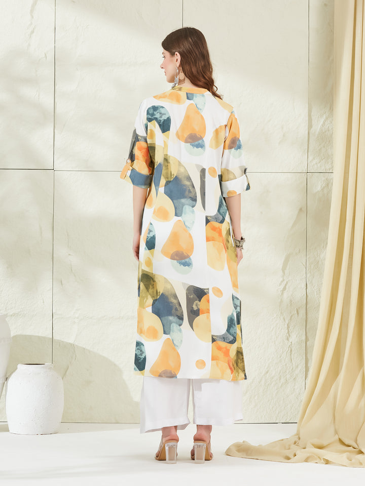 Divena Aqua Green Rayon A-Line Kurta