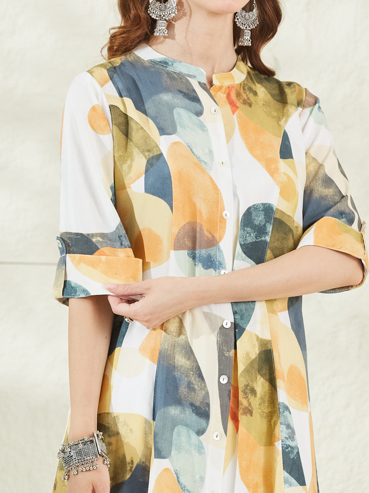 Divena Aqua Green Rayon A-Line Kurta