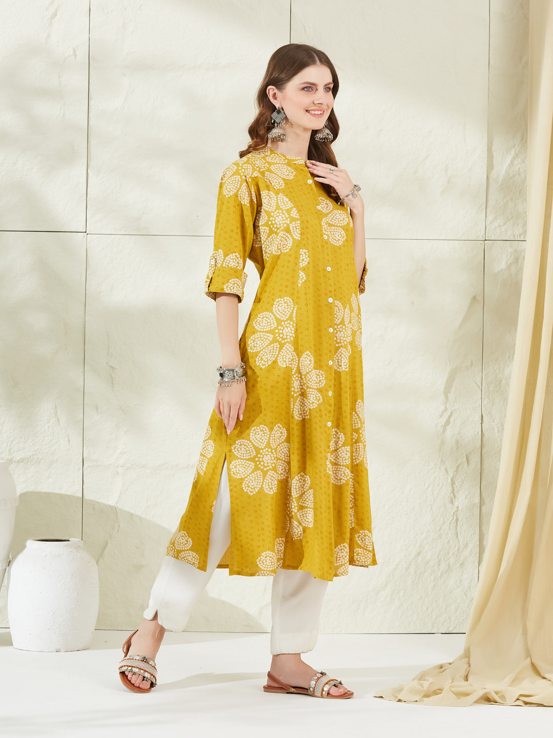 Divena Mustard Rayon A-Line Kurta