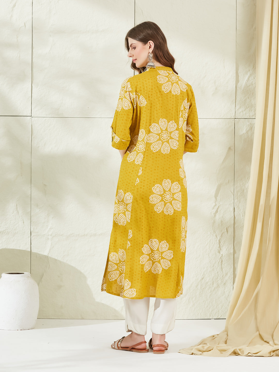 Divena Mustard Rayon A-Line Kurta