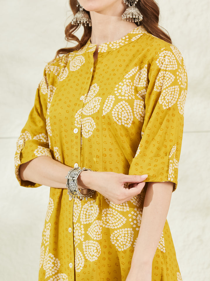 Divena Mustard Rayon A-Line Kurta