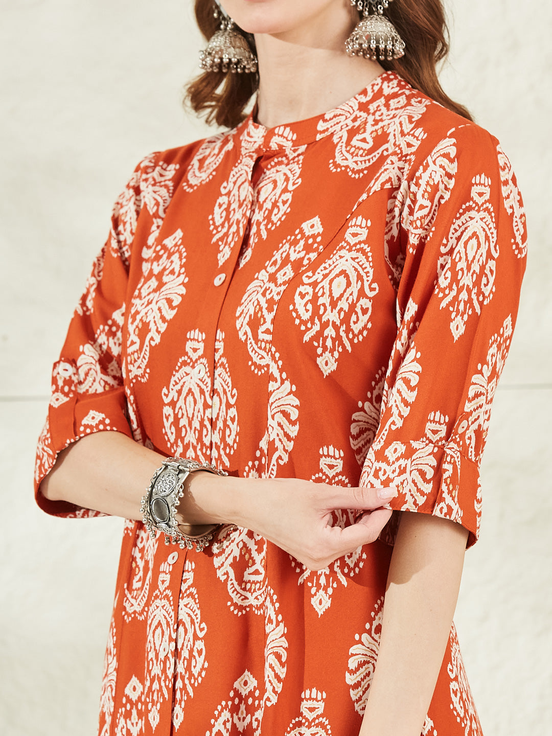 Divena Orange Rayon A-Line Kurta