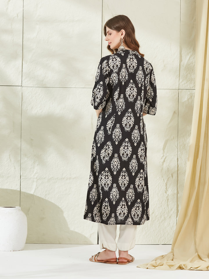Divena Black Rayon A-Line Kurta