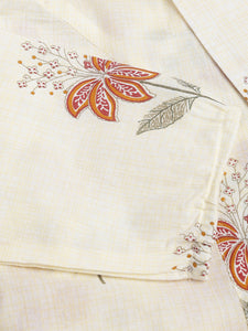 Floral Printed Cream Empire Cotton Tops