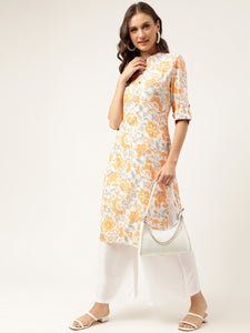 Divena Multi Color Floral Digital Printed Straight Fold Sleeve Kurta