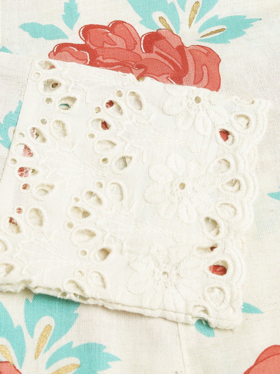 Divena Cream Floral Printed Cotton A-Line  Kurta