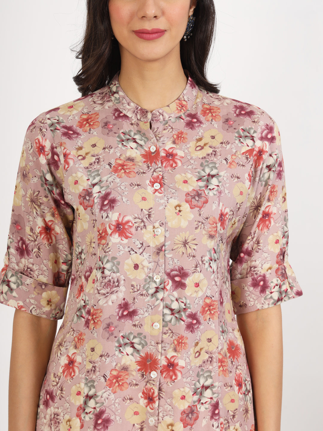 Divena Pink Floral Printed Rayon Top