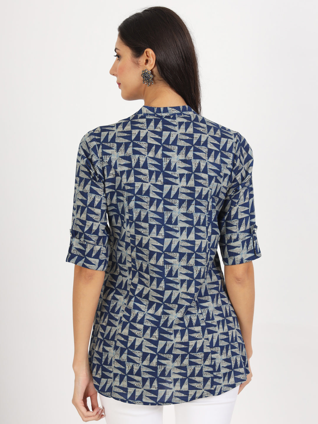 Divena Blue Floral Printed Cotton Top