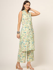 Divena Cream Printed Rayon Fabric Straight Kurta