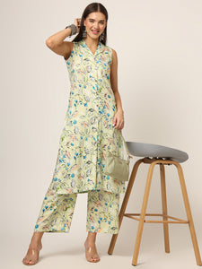 Divena Cream Printed Rayon Fabric Straight Kurta