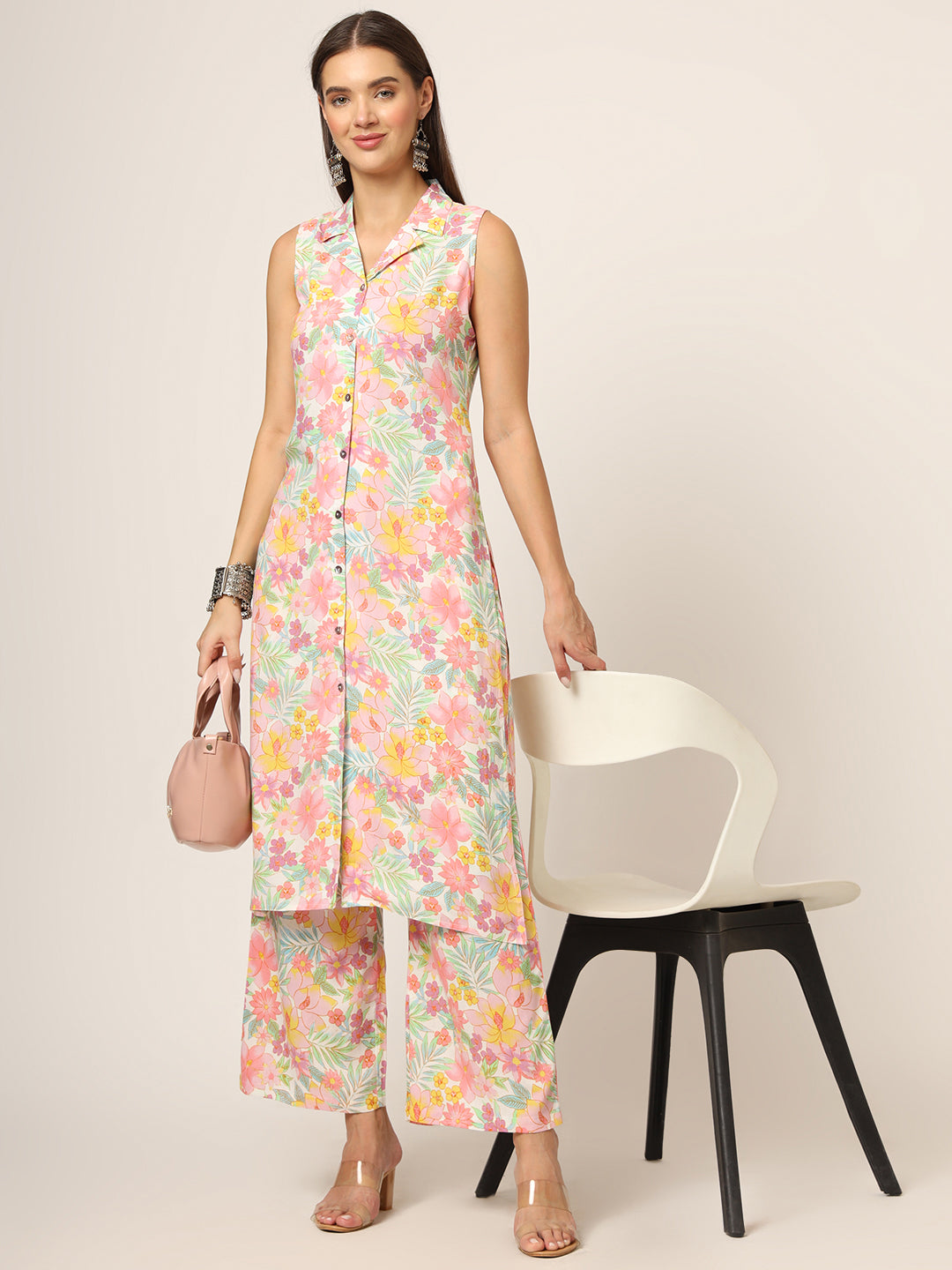 Divena Pink Printed Rayon Fabric Straight Kurta