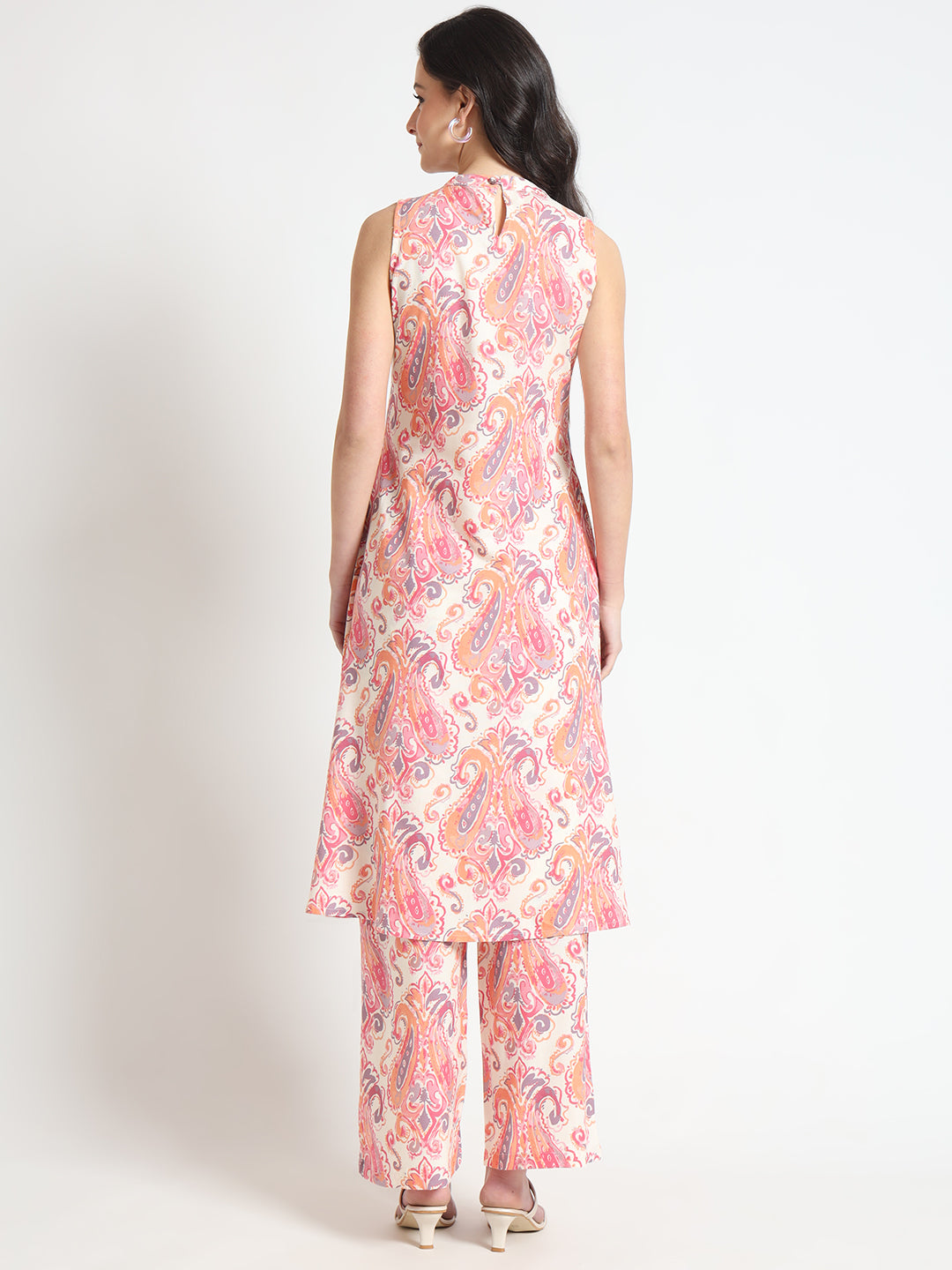 Divena Cream Floral Print Rayon Fabric Co-ord set