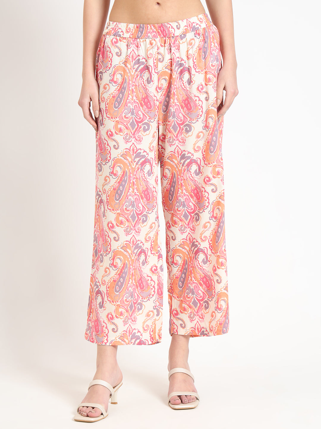 Divena Cream Floral Print Rayon Fabric Co-ord set