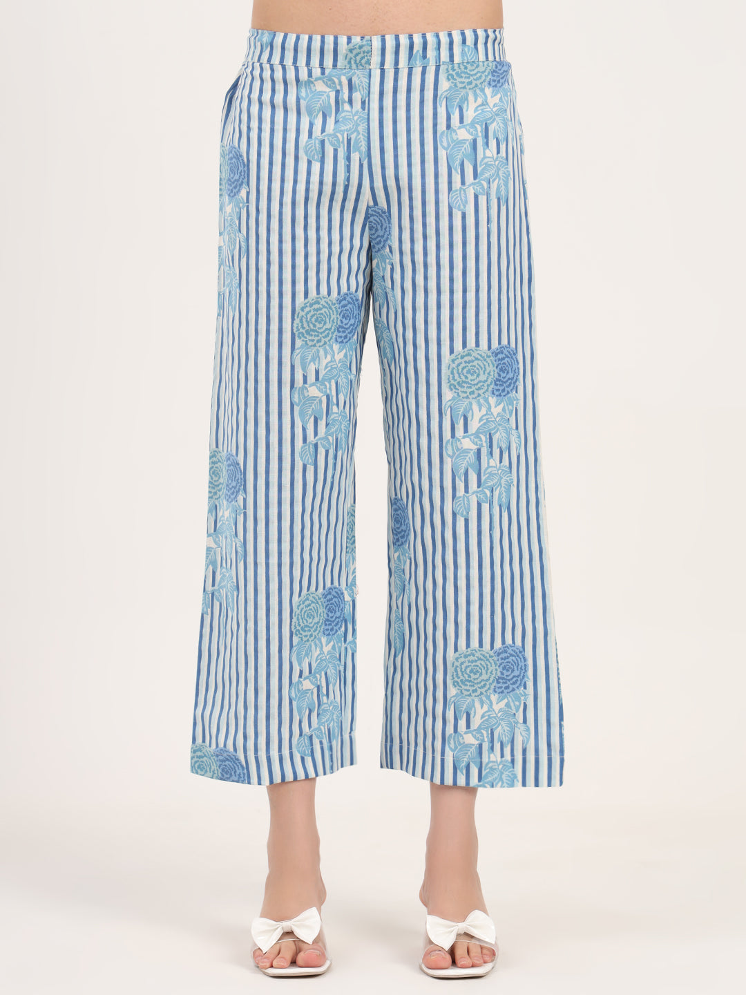 Divena Blue Floral Printed Cotton Kurta Set