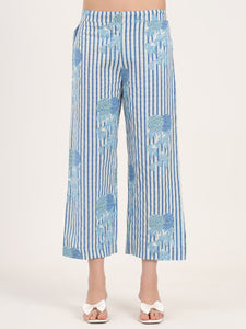 Divena Blue Floral Printed Cotton Kurta Set
