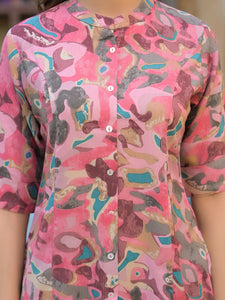 Divena Pink Printed Rayon A-Line Top