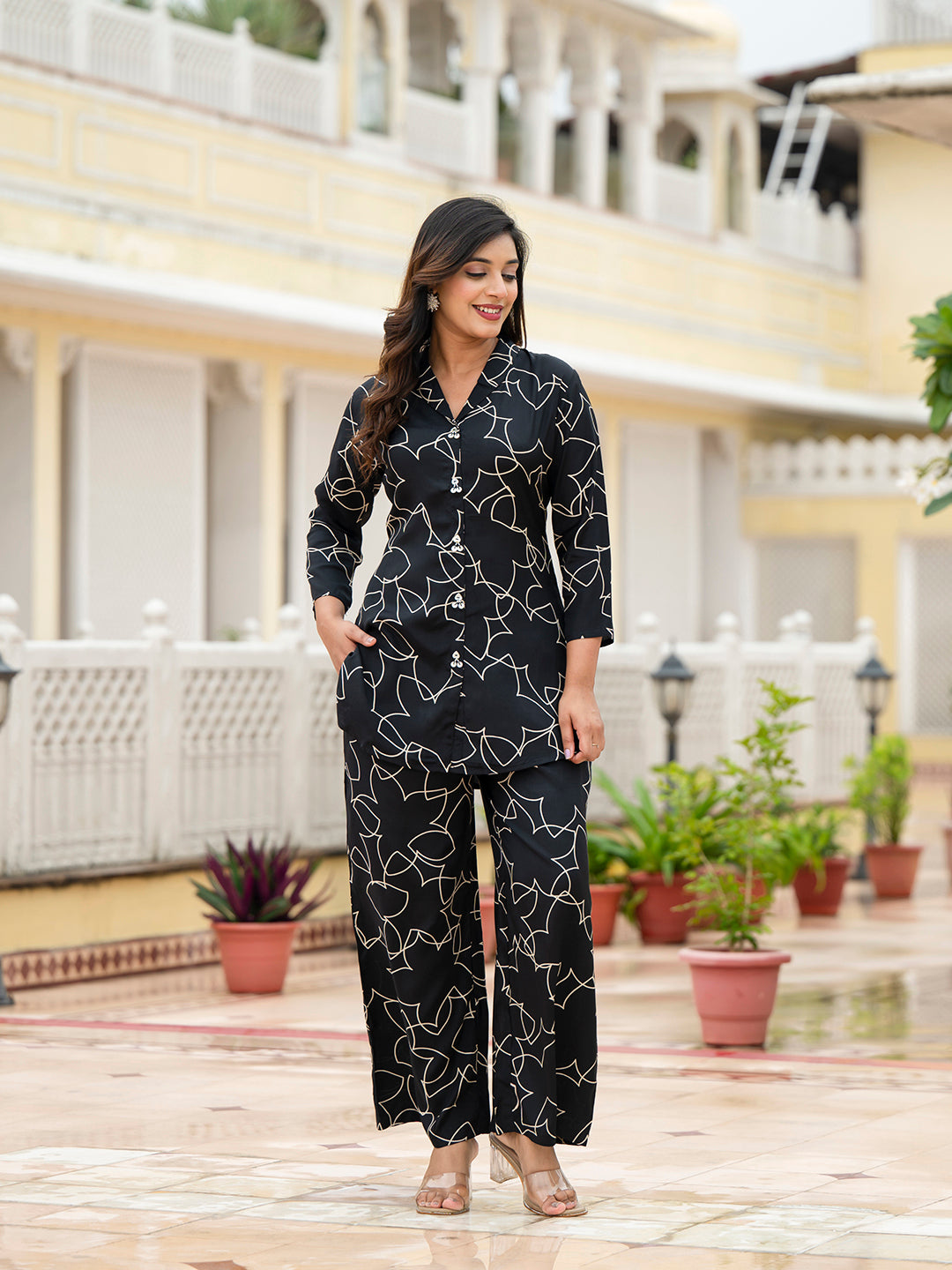 Muslin Black Printed Co-ords Sets — view 1