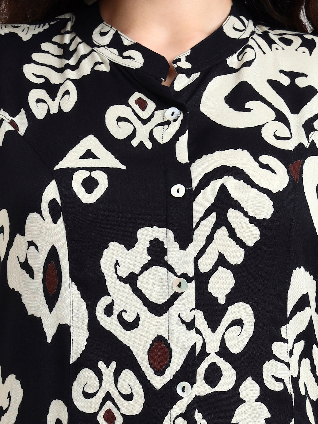 Divena Black Asymetric Print Rayon Kurta