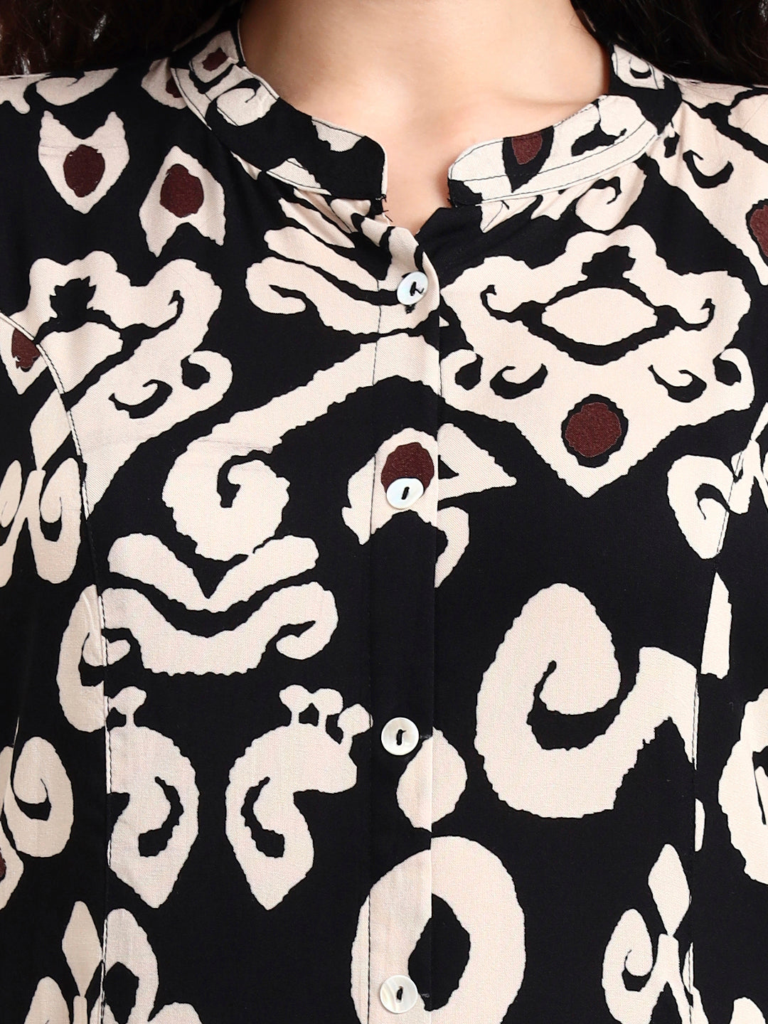 Divena Black Asymetric Print Rayon Kurta