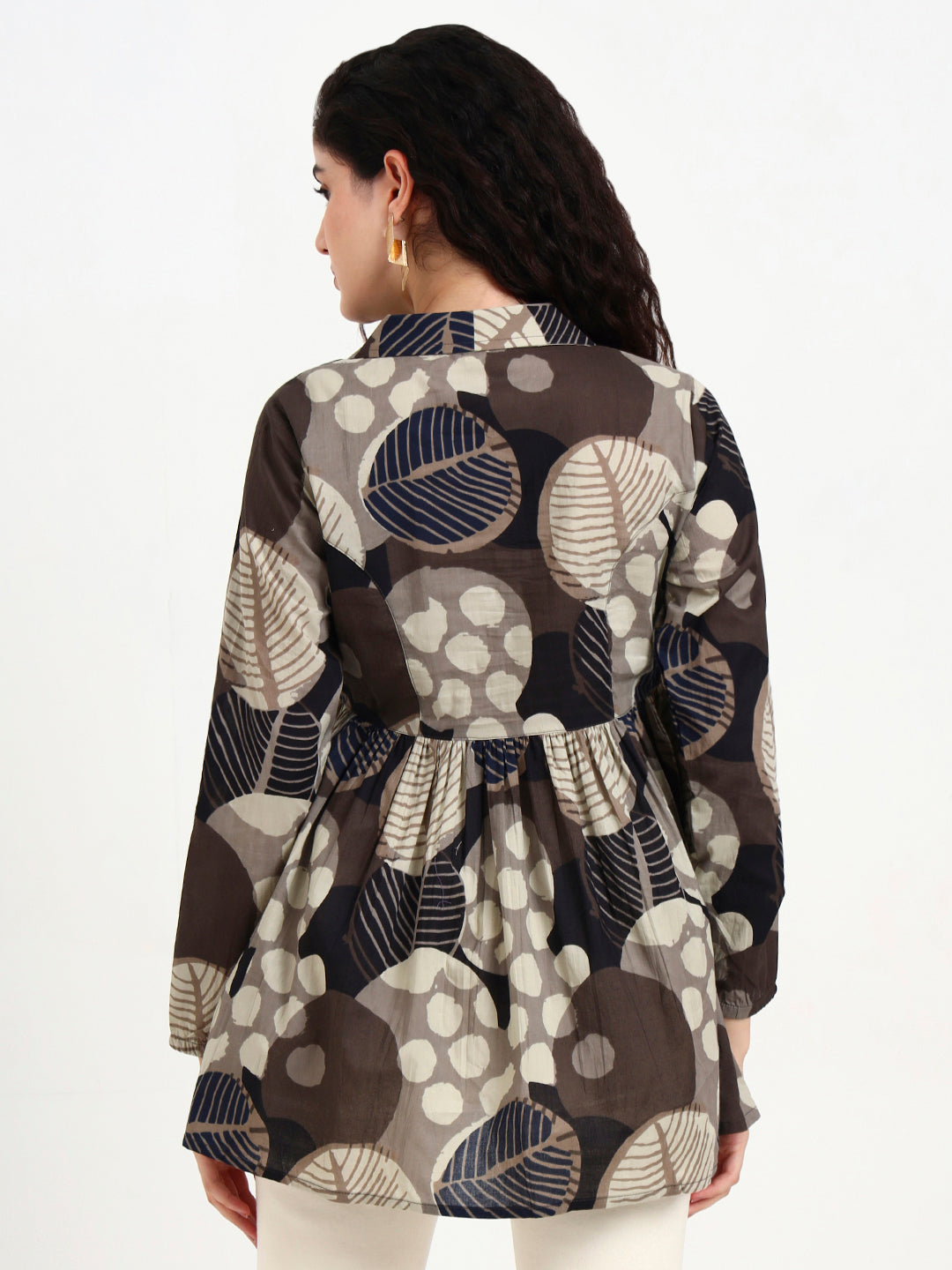 Divena Grey Floral Print Cotton Top