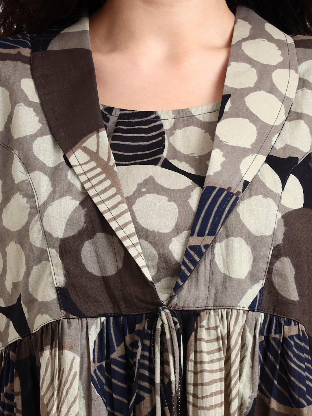 Divena Grey Floral Print Cotton Top