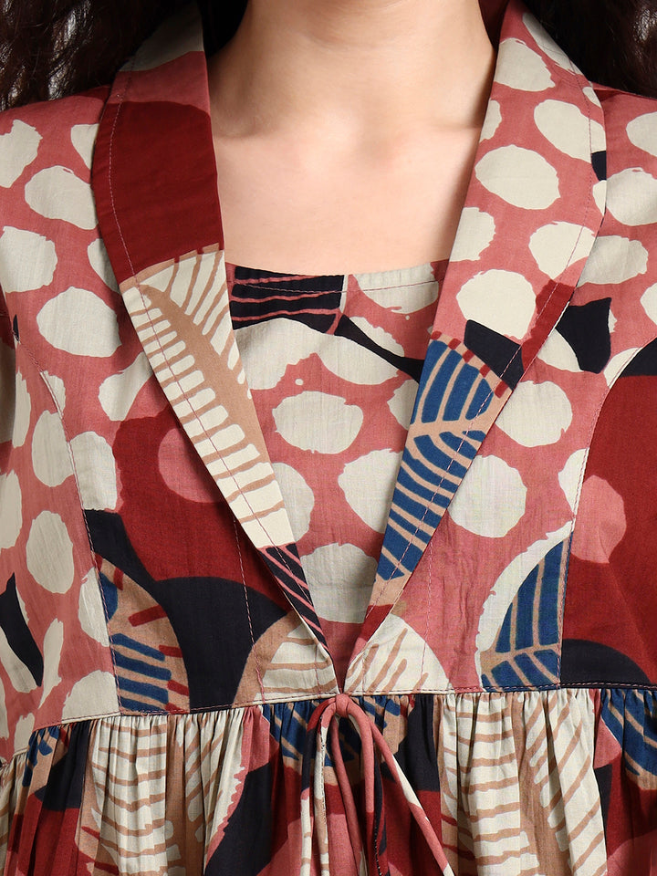 Divena Maroon Floral Print Cotton Top