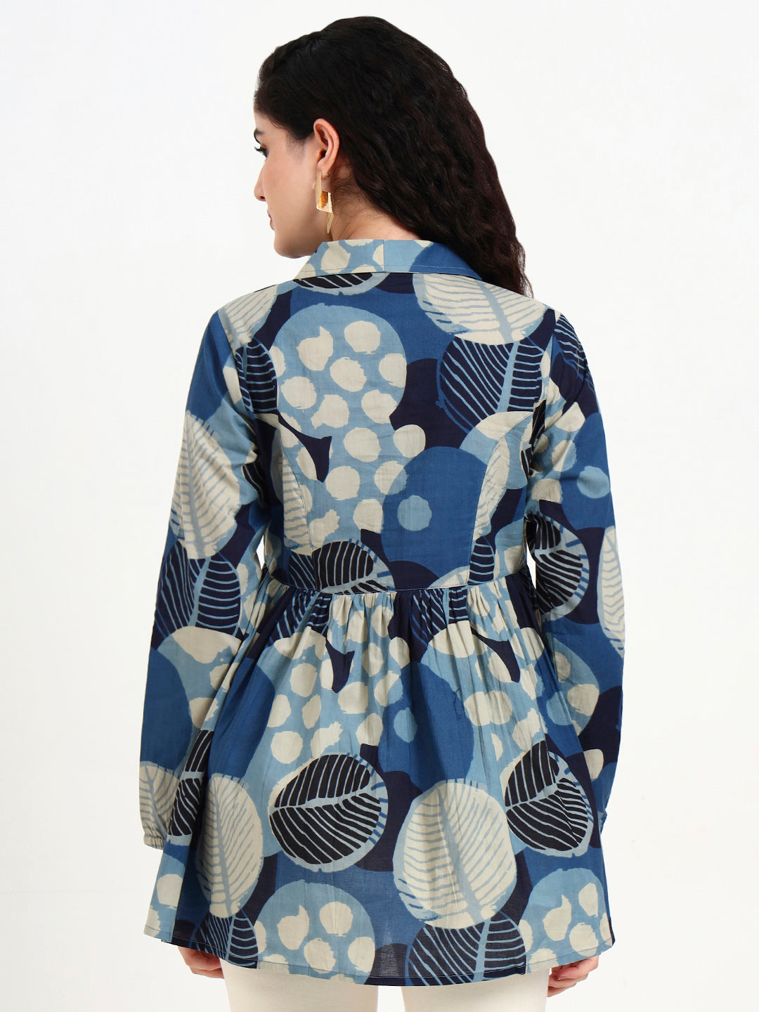 Divena Blue Floral Print Cotton Top