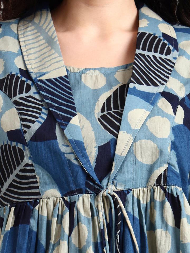 Divena Blue Floral Print Cotton Top