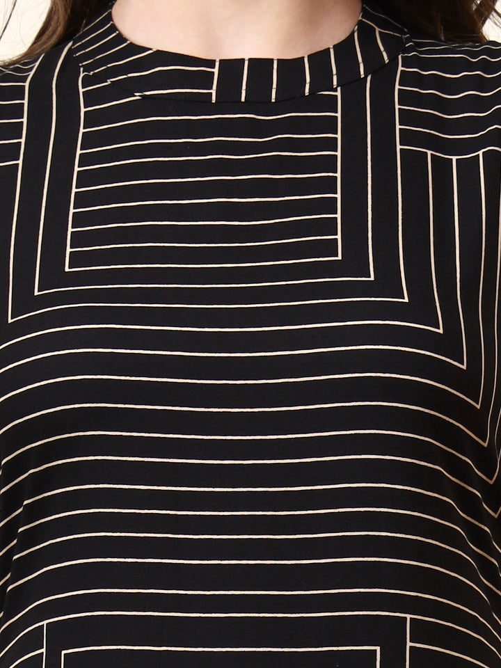 Divena Black Boat Neck Sleeveless Rayon Co-ords Sets