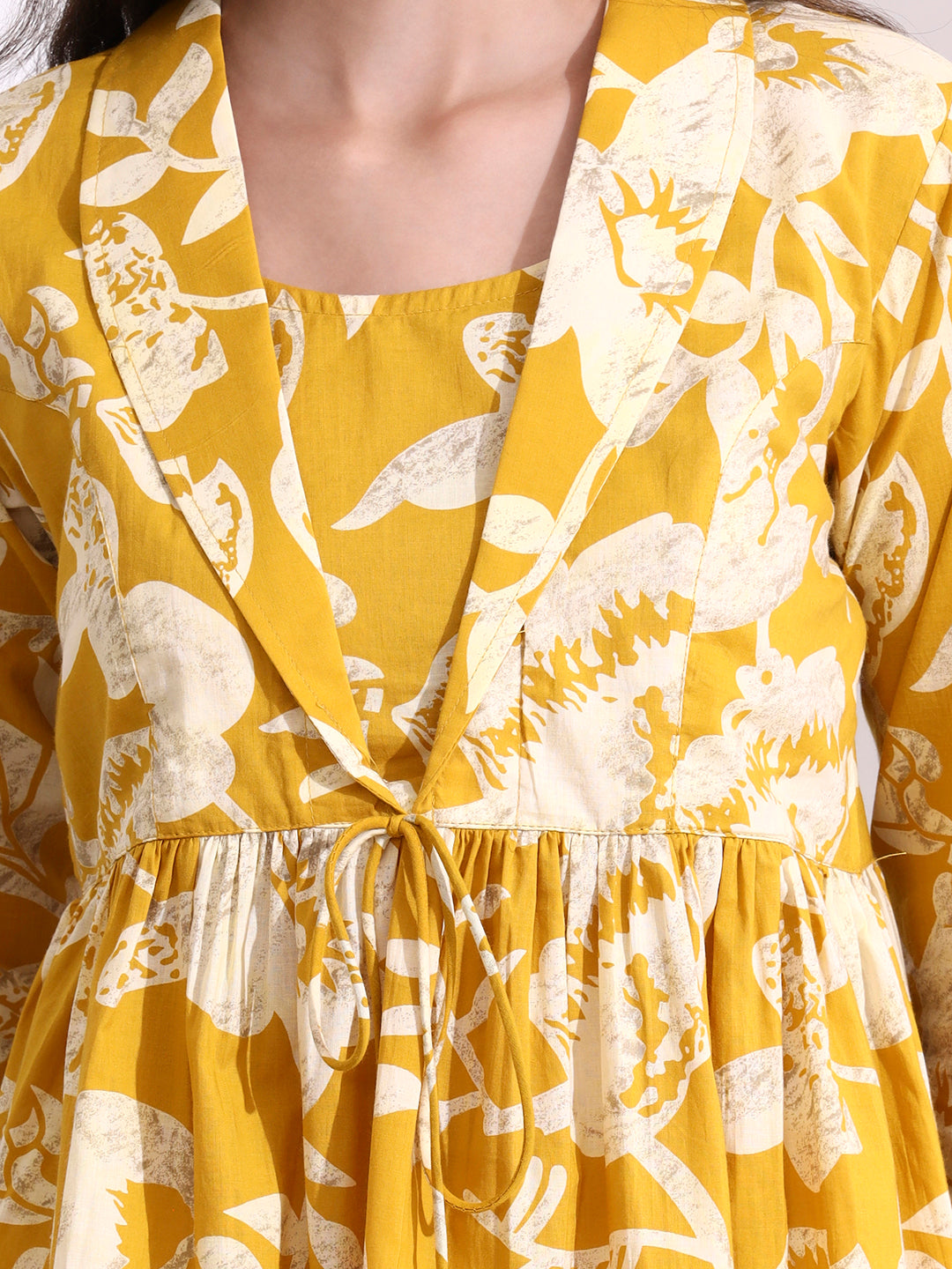 Divena Mustard Lepal Coller Peplum Top