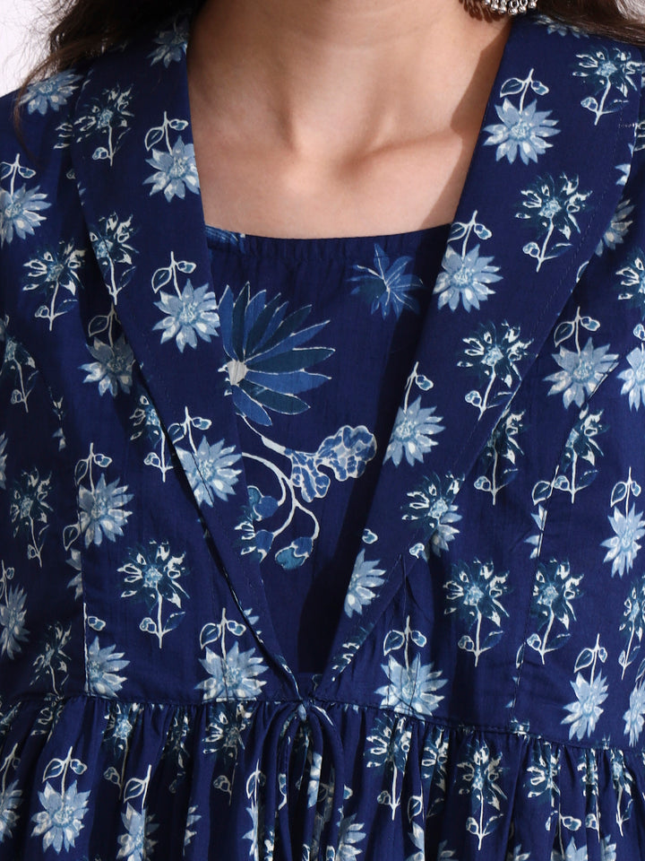 Divena Blue Lepal Coller Peplum Top