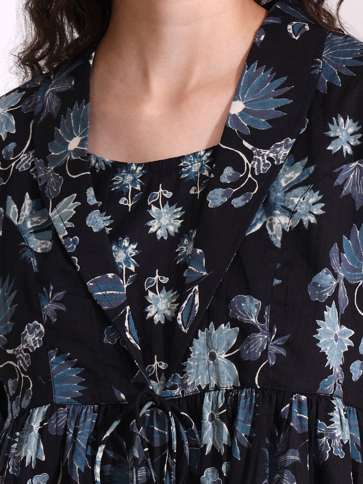 Divena Black Lepal Coller Peplum Top