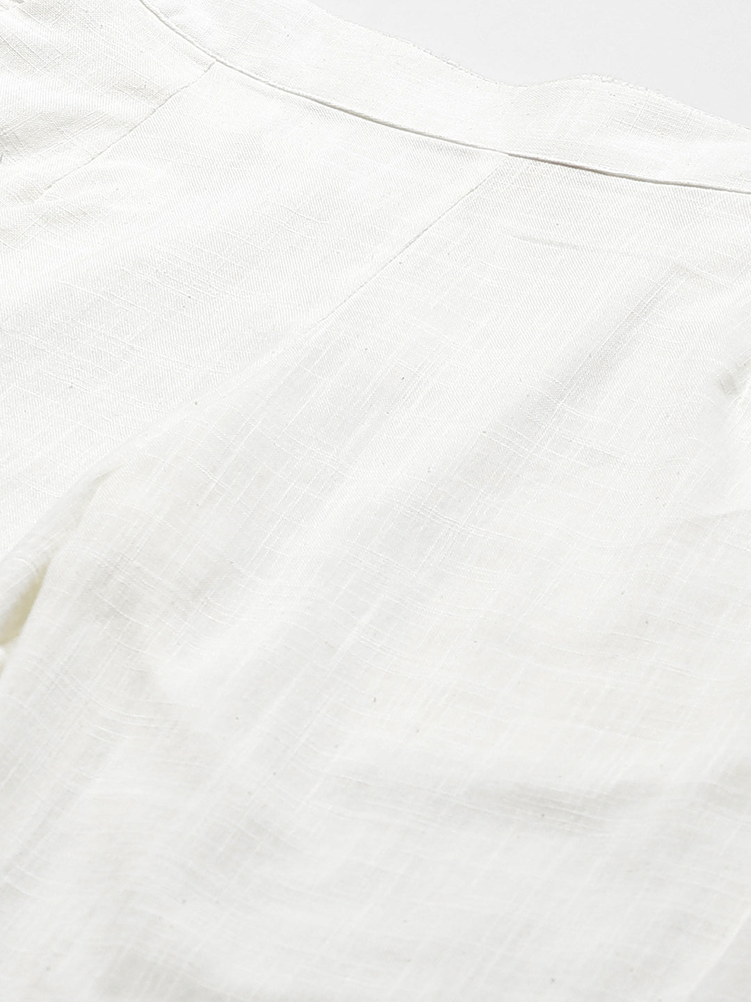 Divena Women Off-White Comfort Regular Fit Solid Cotton Cigarette Trousers