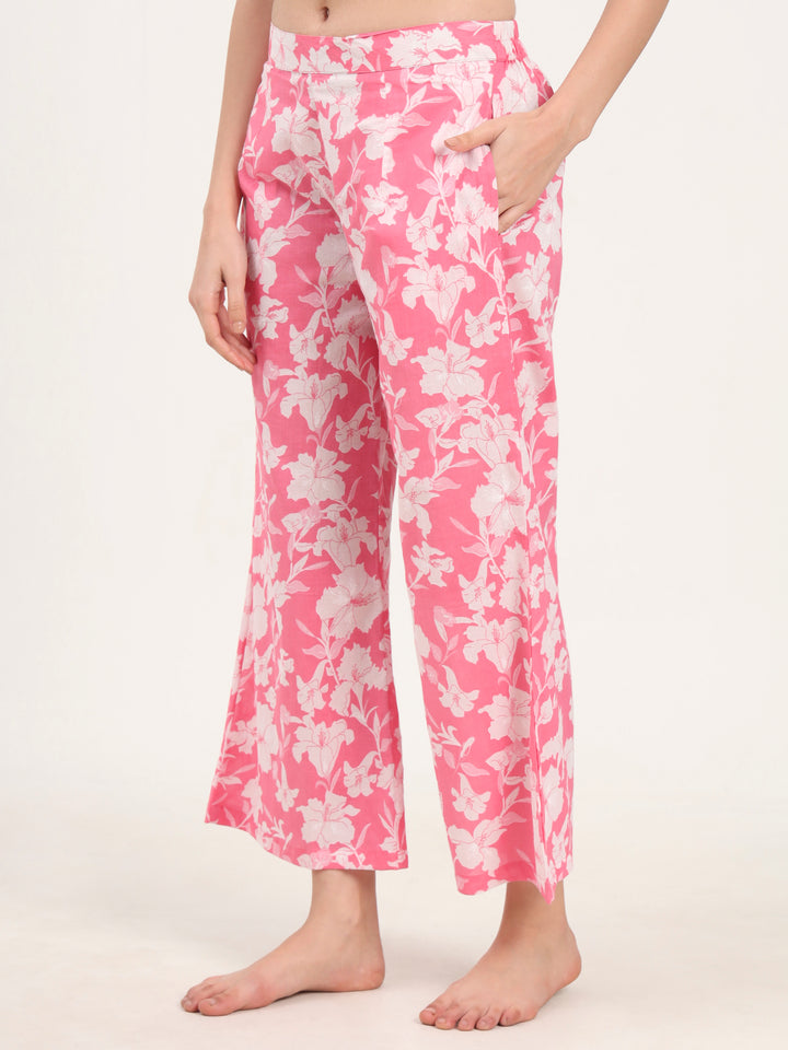 Divena Pink Shirt Coller Cotton Night Suits