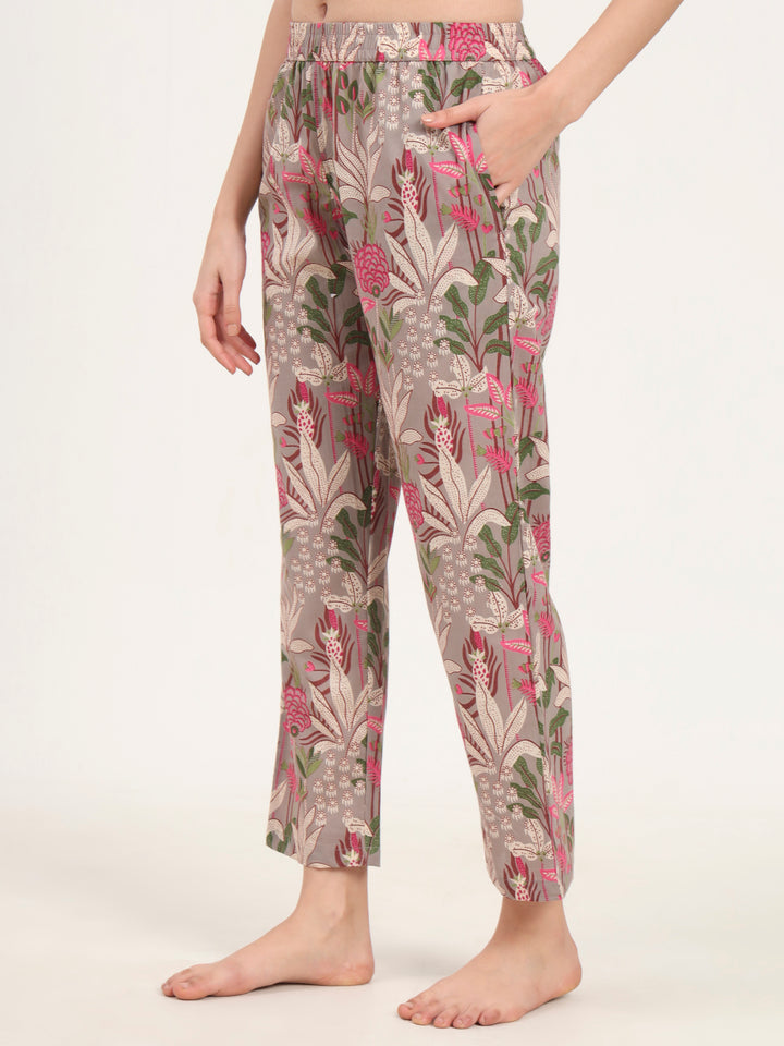 Divena Gray Round Neck Cotton Night Suit