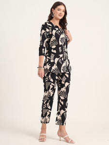 Divena Black Printed Cotton Night Suit Sets