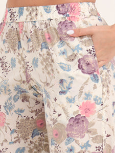 Divena Cream Printed Cotton Night Suit Sets