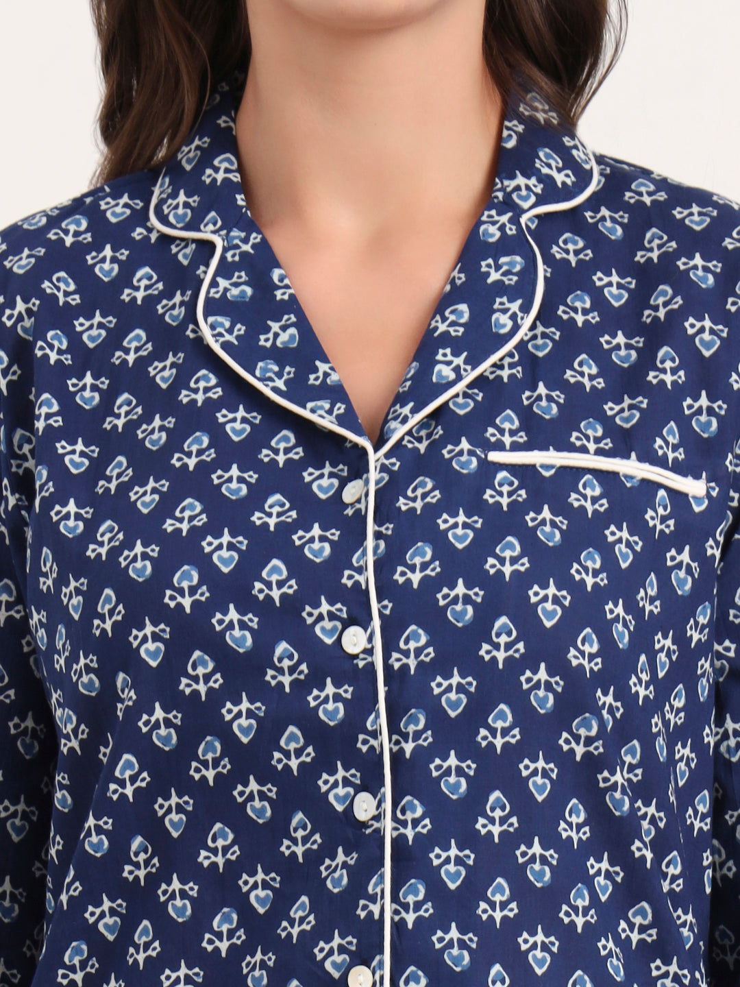 Divena Blue Cotton Printed Night Suits