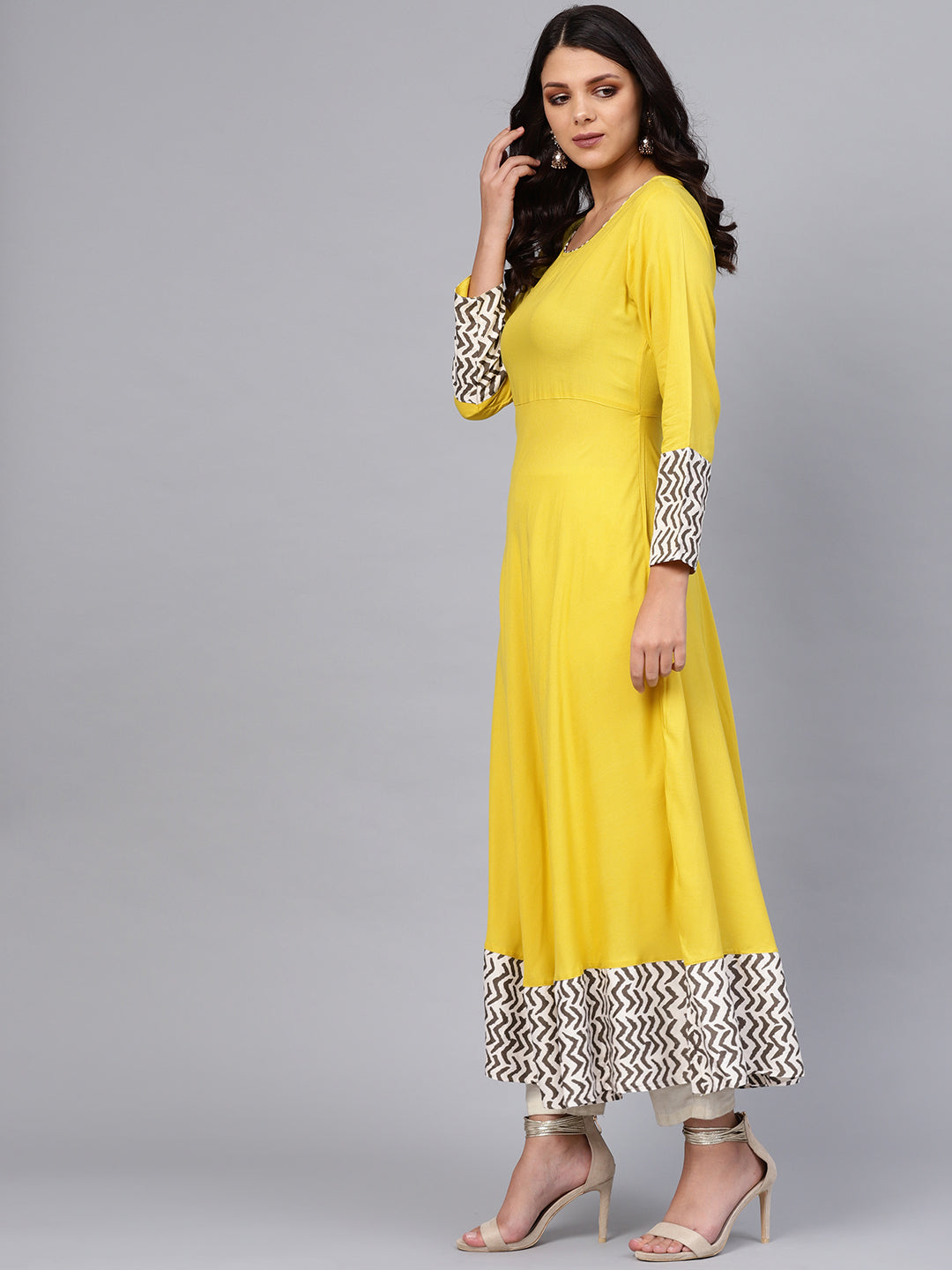 Divena Solid Mustard Yellow Rayon Anarkali