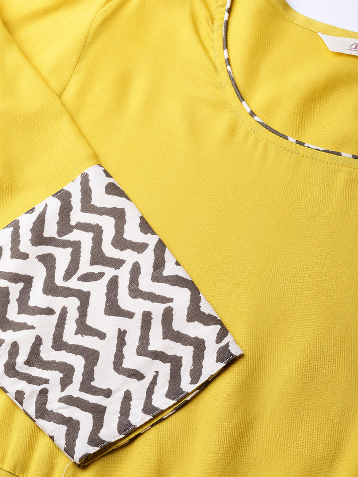 Divena Solid Mustard Yellow Rayon Anarkali