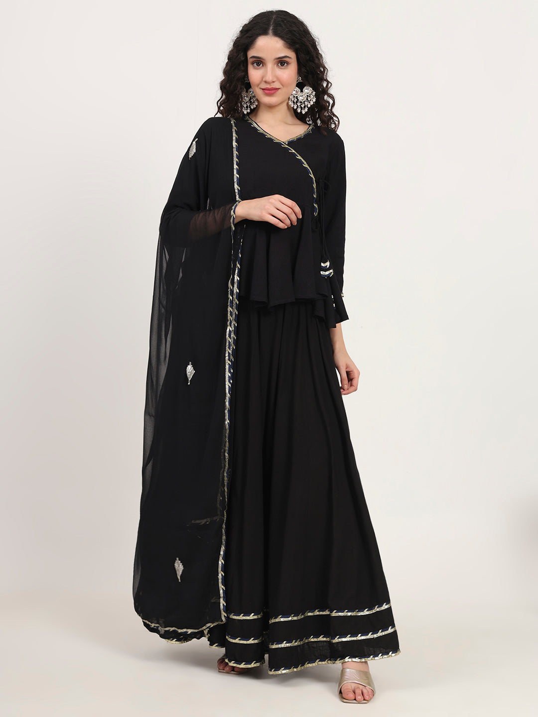 Back Gota Hand Work lehenga dupatta set — view 1
