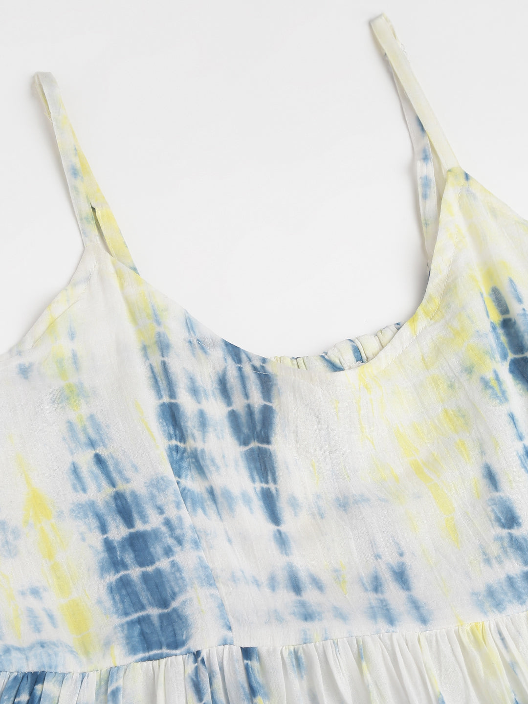 Blue Tie and Dye Dyed with Pom-Pom Detail Maxi Dress divena world Blue Tie and Dye Dyed with Pom-Pom Detail Maxi Dress divena world