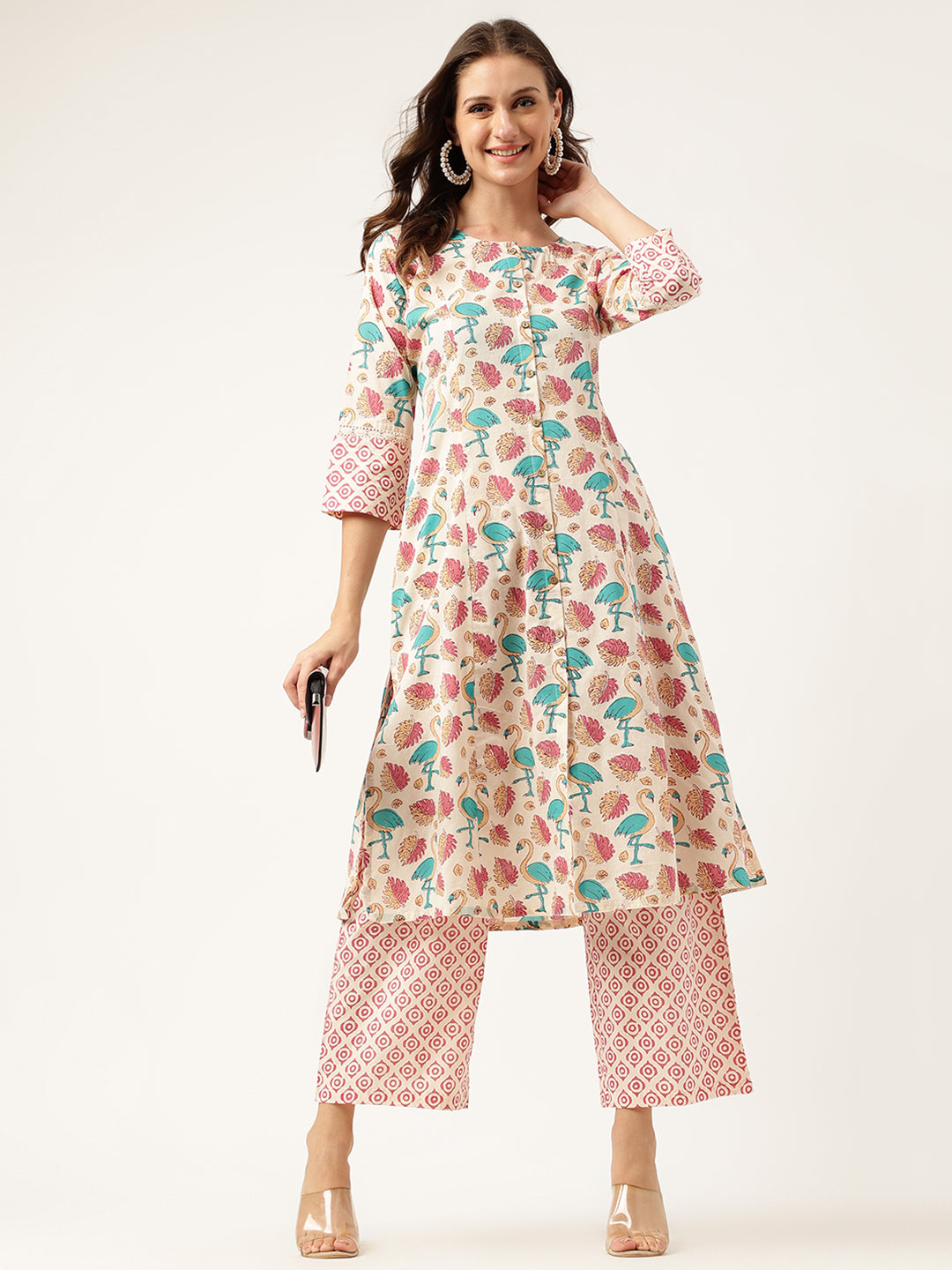 Floral Cotton Kurta with Trouser set — view 1