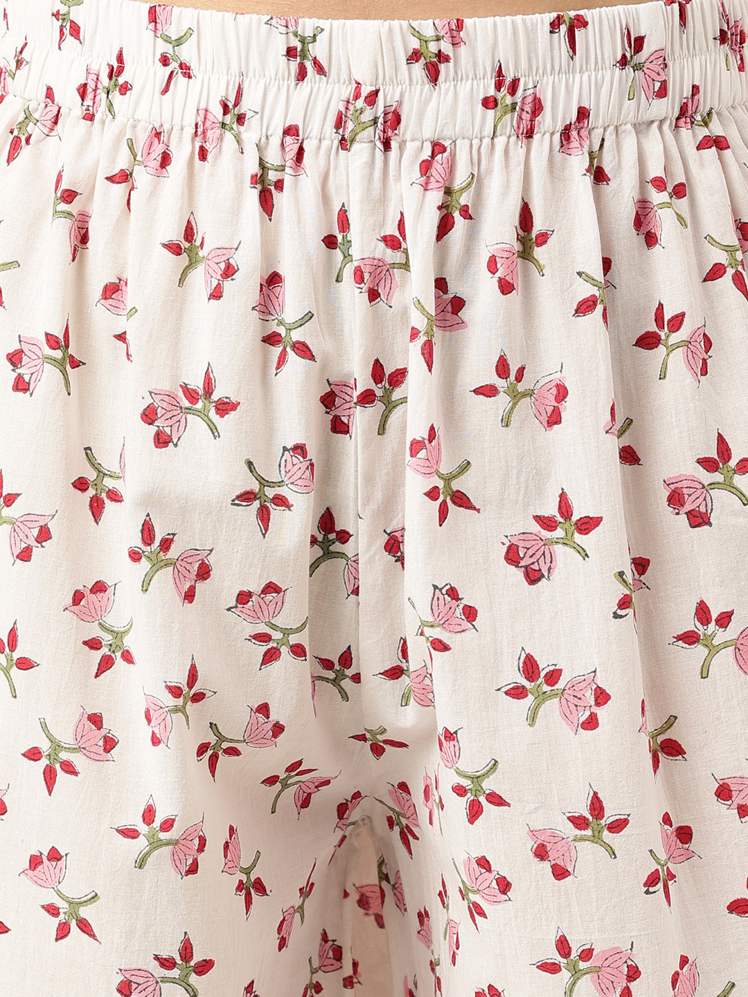 Divena Floral HandBlock Printed Kurta Trouser & Kota Dori Dupatta Set